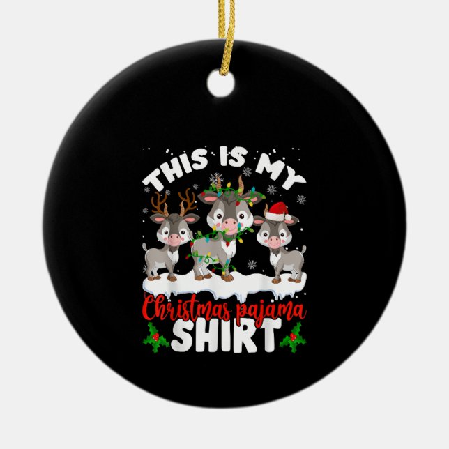 This Is My Christmas Pajama Santa Goat Lover Gift Ceramic Ornament (Front)