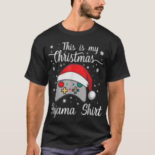 This Is My Christmas Pajama Santa Hat Controller V T-Shirt