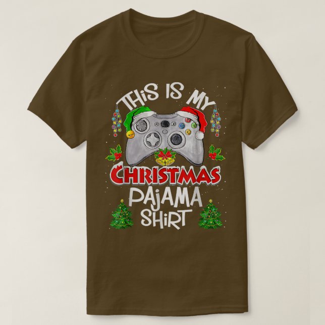This is My Christmas Pajama Santa Hat Funny Video  T-Shirt (Design Front)