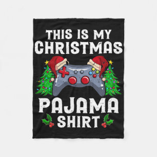 This Is My Christmas Pajama Santa Hat Gamer Video Fleece Blanket