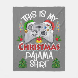 This is My Christmas Pajama Santa Hat Gamer Video Fleece Blanket