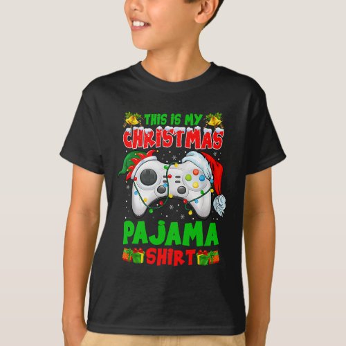 This Is My Christmas Pajama Santa Hat Gamer Video  T_Shirt