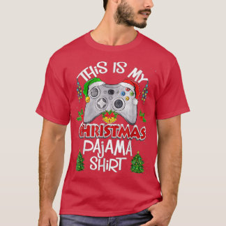 This is My Christmas Pajama Santa Hat Gamer Video T-Shirt