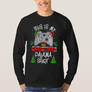 This Is My Christmas Pajama Santa Hat Gamer Video  T-Shirt