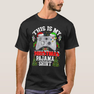 This is My Christmas Pajama Santa Hat Gamer Video T-Shirt