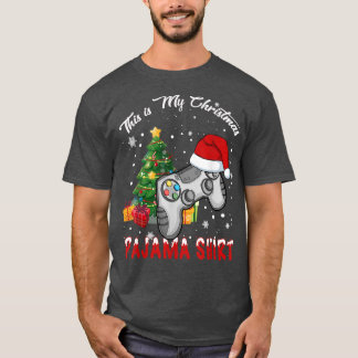This is My Christmas Pajama Santa Hat Gamer Video T-Shirt
