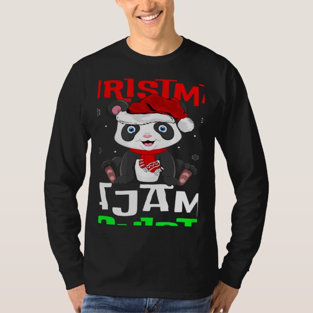 This Is My Christmas Pajama  Santa Hat Panda Xmas T-Shirt (Front)
