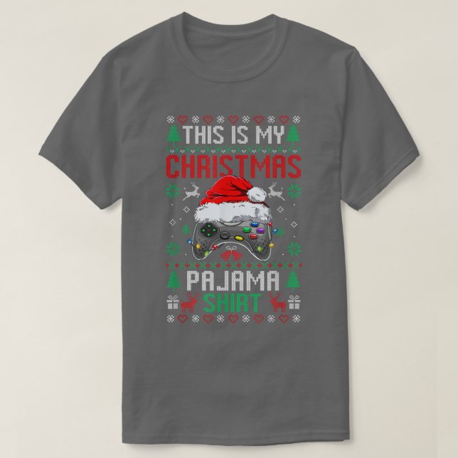 This Is My Christmas Pajama Santa Hat Video Game S T-Shirt (Design Front)