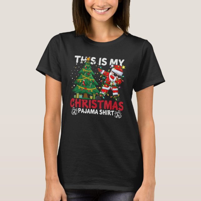 This Is My Christmas Pajama Santa Hat Xmas PJ cost T-Shirt (Front)