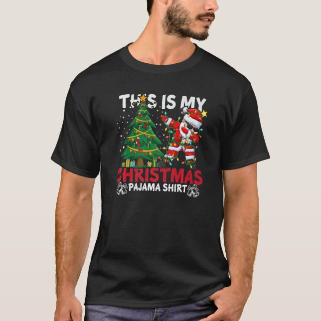 This Is My Christmas Pajama Santa Hat Xmas PJ cost T-Shirt (Front)