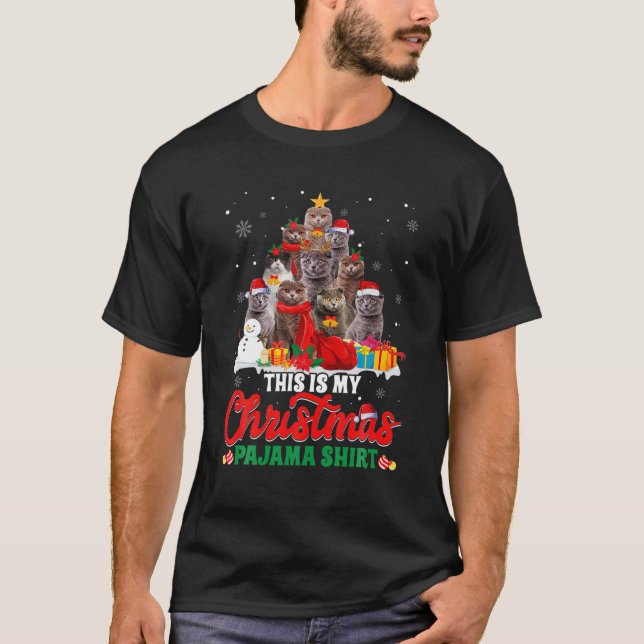 This Is My Christmas Pajama Scottish Fold Tree T-Shirt (Front)