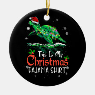 This Is My Christmas Pajama Sea Turtle Santa Hat L Ceramic Ornament