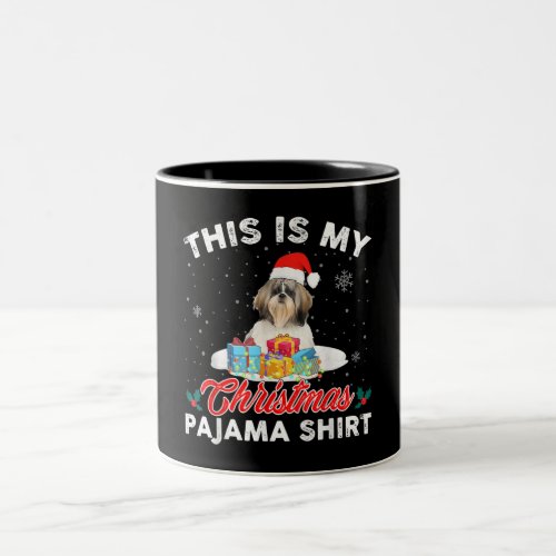 This Is My Christmas Pajama Shih Tzu Dog Mom Dad  Two_Tone Coffee Mug