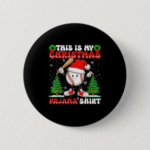 This Is My Christmas Pajama Shirt Baseball Boys Me Button