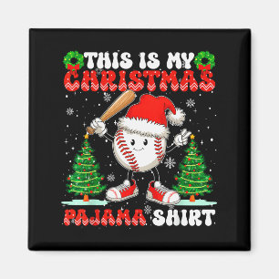 This Is My Christmas Pajama Shirt Baseball Boys Me Magnet