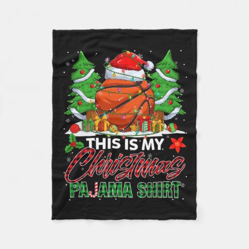 This Is My Christmas Pajama Shirt Basketball Ball  Fleece Blanket