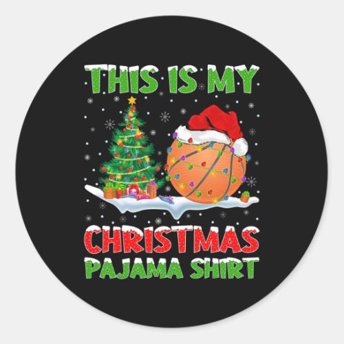 This Is My Christmas Pajama Shirt Basketball Chris Classic Round Sticker