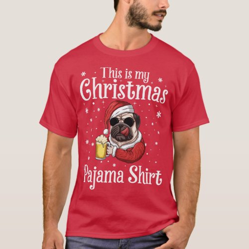 This Is My Christmas Pajama Shirt Beer Dog Santa H