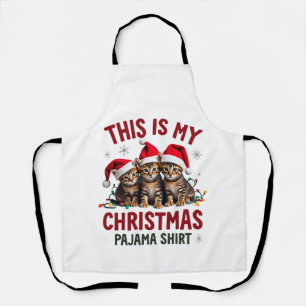 This Is My Christmas Pajama Shirt Cat Lover Funny Apron