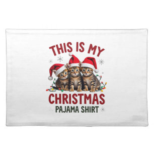 This Is My Christmas Pajama Shirt Cat Lover Funny Cloth Placemat