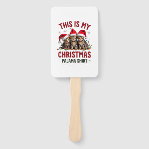 This Is My Christmas Pajama Shirt Cat Lover Funny  Hand Fan