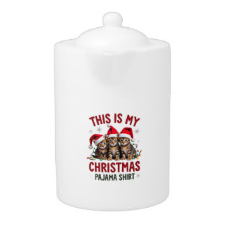 This Is My Christmas Pajama Shirt Cat Lover Funny  Teapot