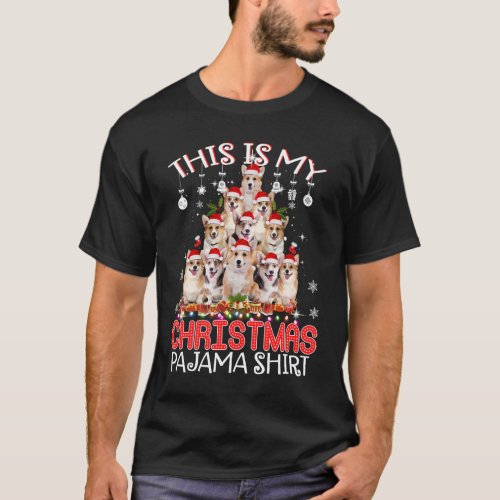 This Is My Christmas Pajama Shirt Corgi Santa Tree