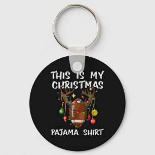 This Is My Christmas Pajama Shirt Football Christm Keychain