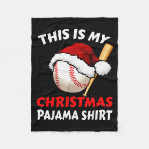 This Is My Christmas Pajama Shirt _ Funny Baseball Fleece Blanket