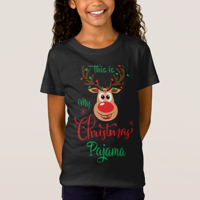 This Is My Christmas Pajama Shirt Funny Reindeer (Front)