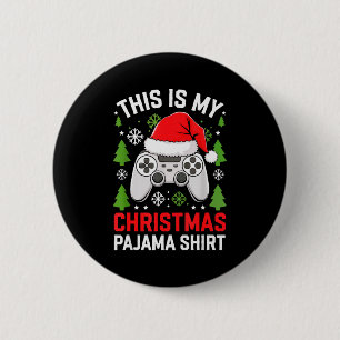This Is My Christmas Pajama Shirt Gamer Teen Boy X Button