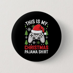 This Is My Christmas Pajama Shirt Gamer Teen Boy X Button