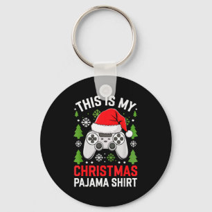 This Is My Christmas Pajama Shirt Gamer Teen Boy X Keychain
