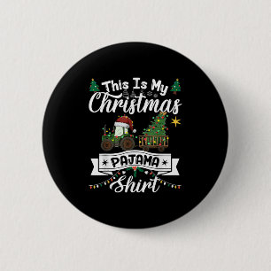 This Is My Christmas Pajama Shirt Light Tractor Fa Button