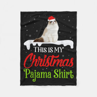 This Is My Christmas Pajama Shirt Ragdoll Cat Fleece Blanket