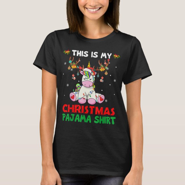 This Is My Christmas Pajama Shirt Unicorn Santa (Front)