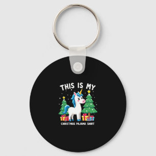 This is My Christmas Pajama Shirt Unicorn Xmas PJs Keychain