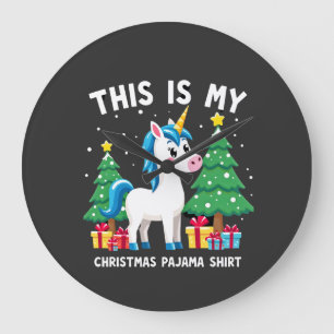 This is My Christmas Pajama Shirt Unicorn Xmas PJs Large Clock