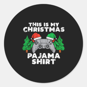 This Is My Christmas Pajama Shirt Video Games Boys Classic Round Sticker