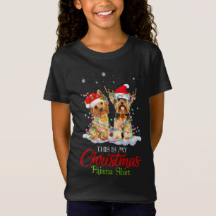 This Is My Christmas Pajama Shirt Yorkie Santa Hat