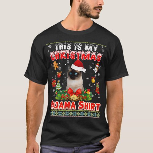 This Is My Christmas Pajama  Siamese Cat Ugly Swea T_Shirt