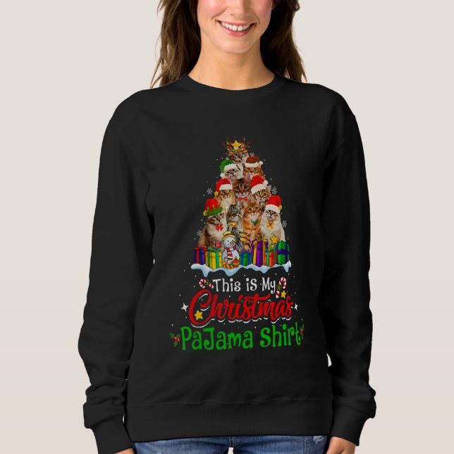 This Is My Christmas Pajama  Siberian Cat Xmas Tre Sweatshirt (Front)