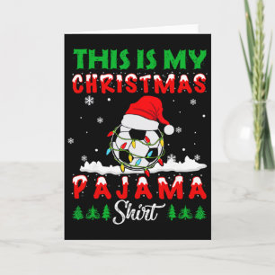 This Is My Christmas Pajama Soccer Santa Hat Xmas Card
