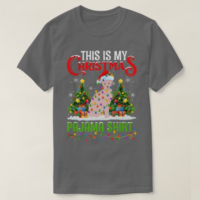 This Is My Christmas Pajama  Sphyn Cat Christmas P T-Shirt (Design Front)
