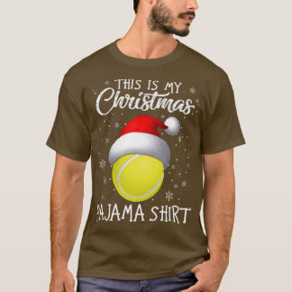 This Is My Christmas Pajama Tennis Santa Hat Snow  T-Shirt