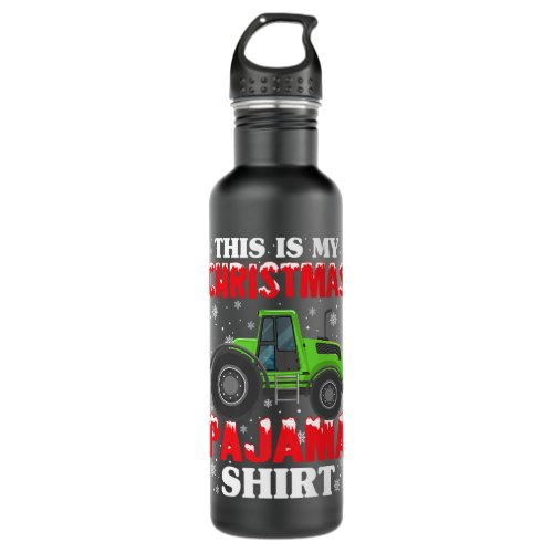 This Is My Christmas Pajama Tractor Farmer Pajamas Stainless Steel Water Bottle