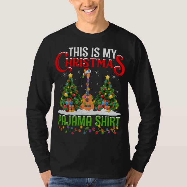 This Is My Christmas Pajama Ukulele Music Christma T-Shirt (Front)