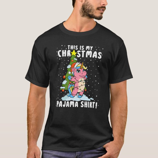 This is My Christmas Pajama   Unicorn Girls Xmas T-Shirt (Front)