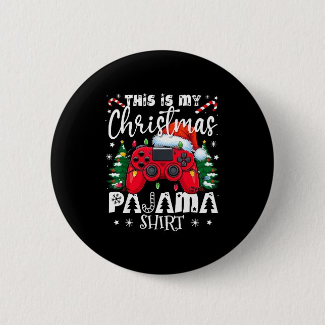 This Is My Christmas Pajama Video Game Gamer Boys  Button (Front)