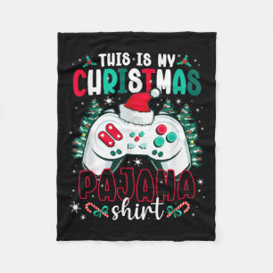 This Is My Christmas Pajama Video Gamer Xmas Tree  Fleece Blanket